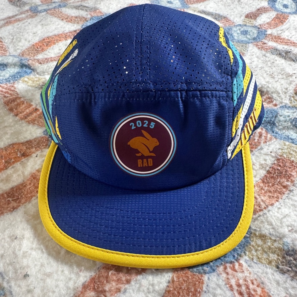 rnnr Pacer 2025 RAD Running Hat Blue Yellow Mesh 5 Panel Distance Cap  NEW